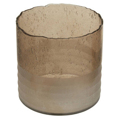 Orsina Glynn Small Ribbed Glass Candle Holder – Natural and Clear
