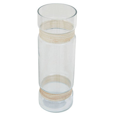 Orsina Kuta Large Glass Vase – Coastal Cane Wrapped Natural Decor