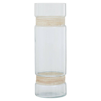 Orsina Kuta Large Glass Vase – Coastal Cane Wrapped Natural Decor