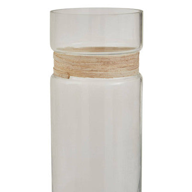 Orsina Kuta Large Glass Vase – Coastal Cane Wrapped Natural Decor