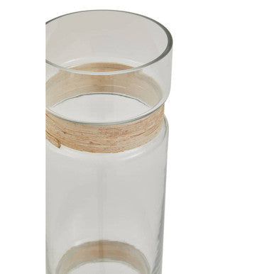 Orsina Kuta Large Glass Vase – Coastal Cane Wrapped Natural Decor