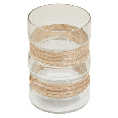 Orsina Kuta Natural Glass Vase – Medium Coastal Braided Cane Decor