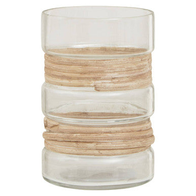 Orsina Kuta Natural Glass Vase – Medium Coastal Braided Cane Decor