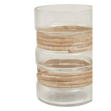 Orsina Kuta Natural Glass Vase – Medium Coastal Braided Cane Decor