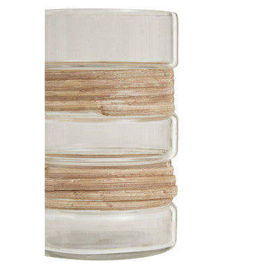 Orsina Kuta Natural Glass Vase – Medium Coastal Braided Cane Decor