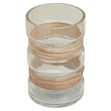 Orsina Kuta Natural Small Glass Vase – Coastal Cane Accent Decor