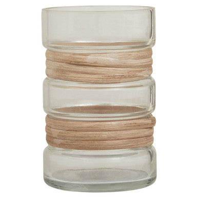 Orsina Kuta Natural Small Glass Vase – Coastal Cane Accent Decor