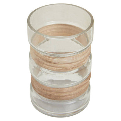Orsina Kuta Natural Small Glass Vase – Coastal Cane Accent Decor