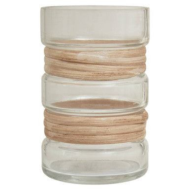Orsina Kuta Natural Small Glass Vase – Coastal Cane Accent Decor