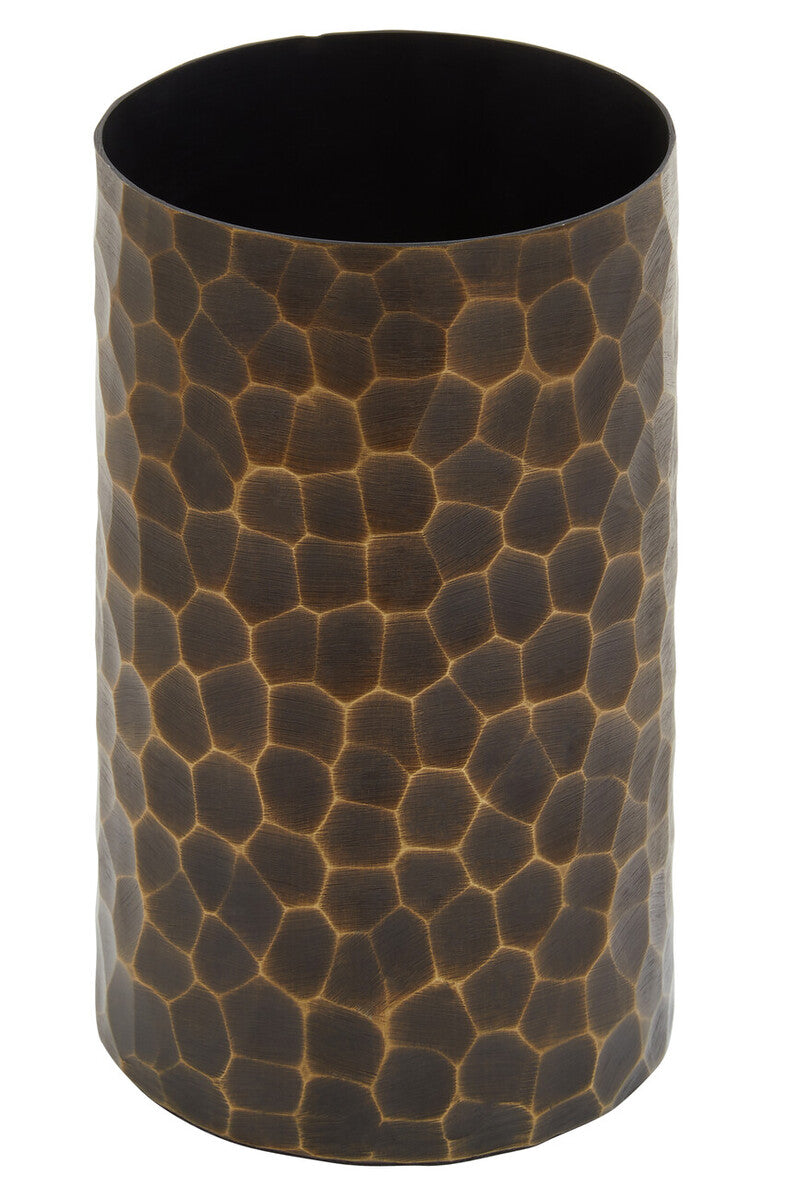 Orsina Akola Small Antique Gold Hammered Metal Vase for Home Decor