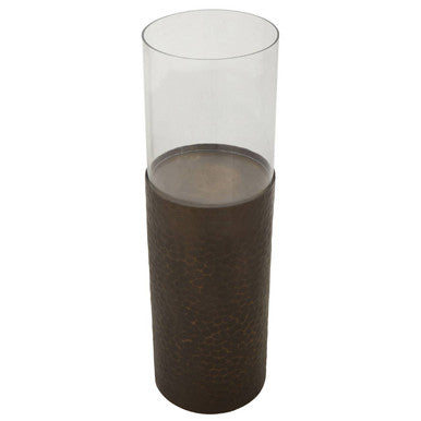 Orsina Akola Floor Standing Candle Holder - Antique Gold & Glass