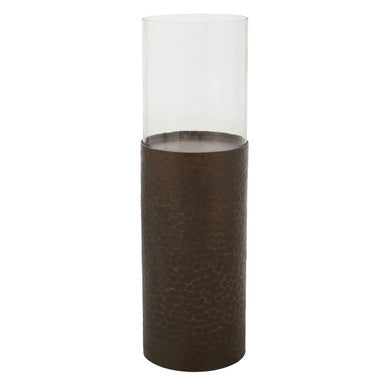 Orsina Akola Floor Standing Candle Holder - Antique Gold & Glass