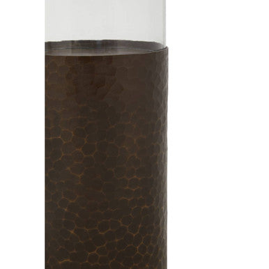 Orsina Akola Floor Standing Candle Holder - Antique Gold & Glass