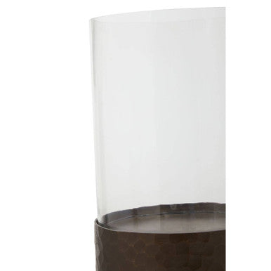 Orsina Akola Floor Standing Candle Holder - Antique Gold & Glass