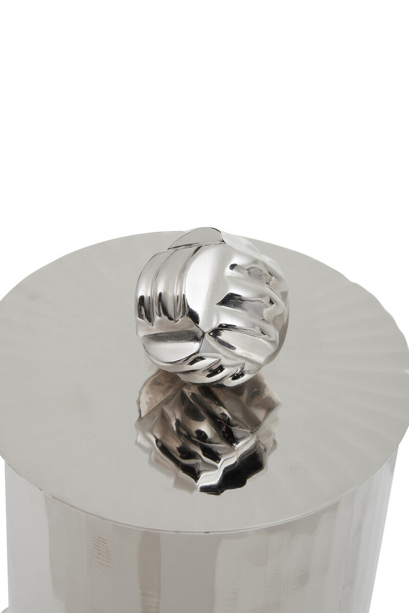 Orsina Amreli Large Silver Metal Trinket Box – Vertical Textured Storage