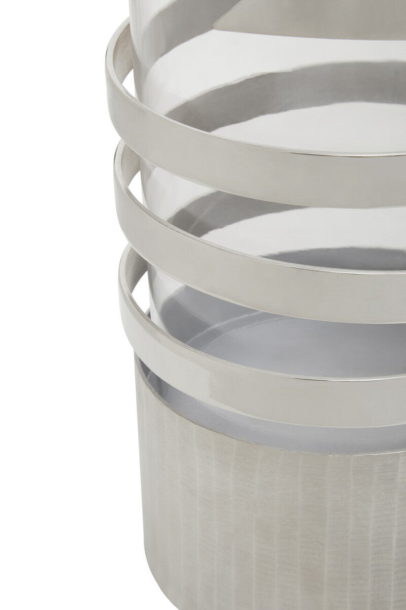 Orsina Amreli Large Silver Metal Hurricane Candle Holder – 55cm