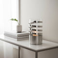 Orsina Amreli Silver Metal Hurricane Candle Holder – Small Spiral Design