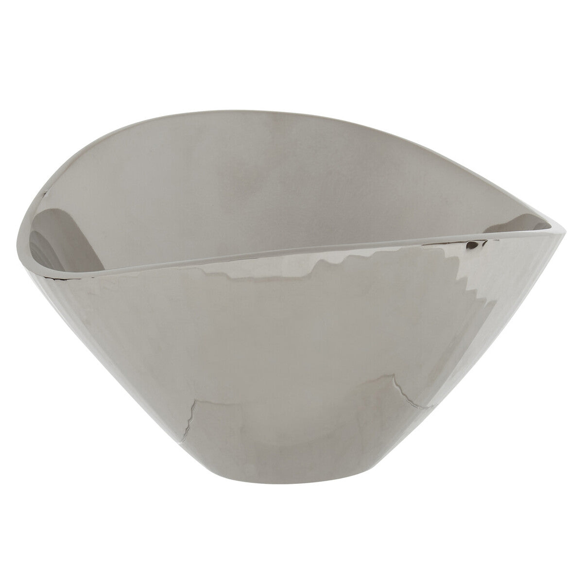 Orsina Amreli Silver Metal Bowl – Modern Sculptural Decorative Centerpiece