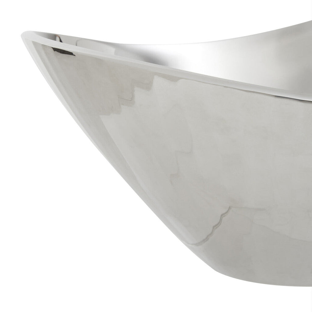 Orsina Amreli Silver Metal Bowl – Modern Sculptural Decorative Centerpiece