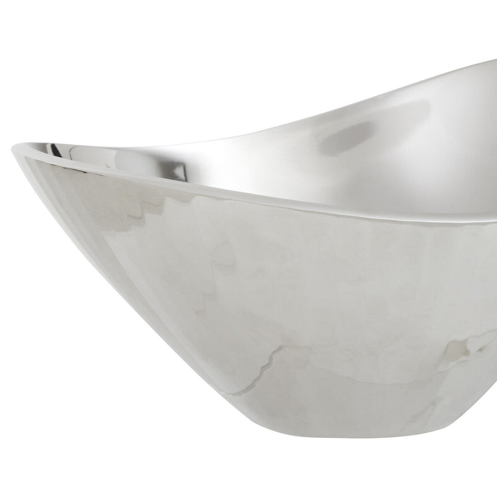 Orsina Amreli Silver Metal Bowl – Modern Sculptural Decorative Centerpiece