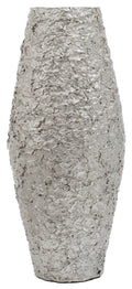 Orsina Akola Large Silver Textured Metal Vase | Hammered Floor Decor
