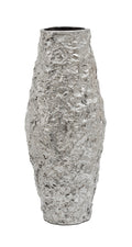 Orsina Akola Small Silver Textured Metal Vase – Modern Home Decor