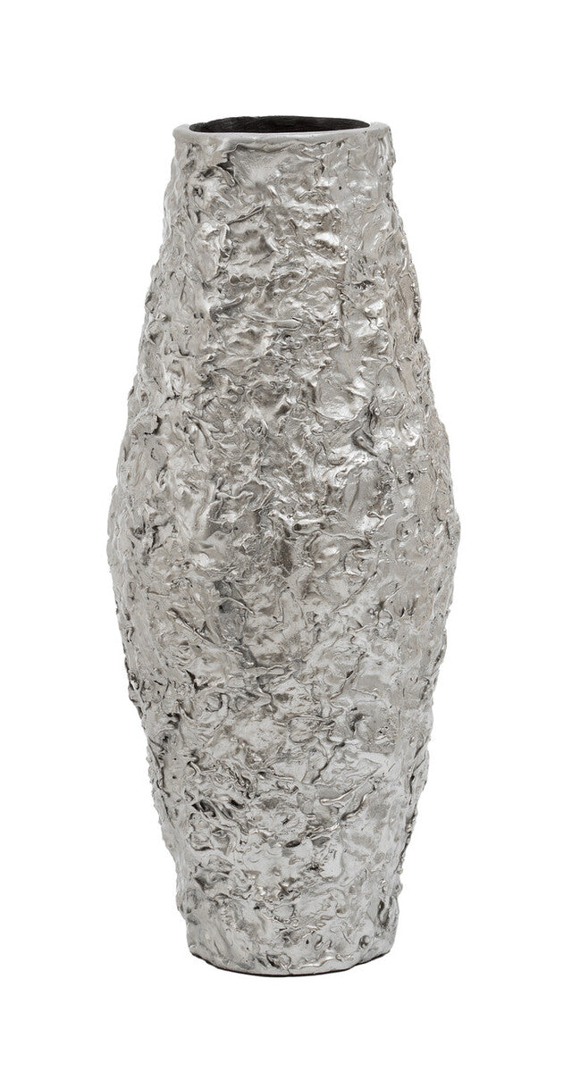 Orsina Akola Small Silver Textured Metal Vase – Modern Home Decor
