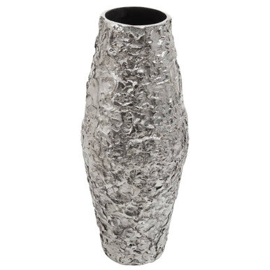 Orsina Akola Small Silver Textured Metal Vase – Modern Home Decor