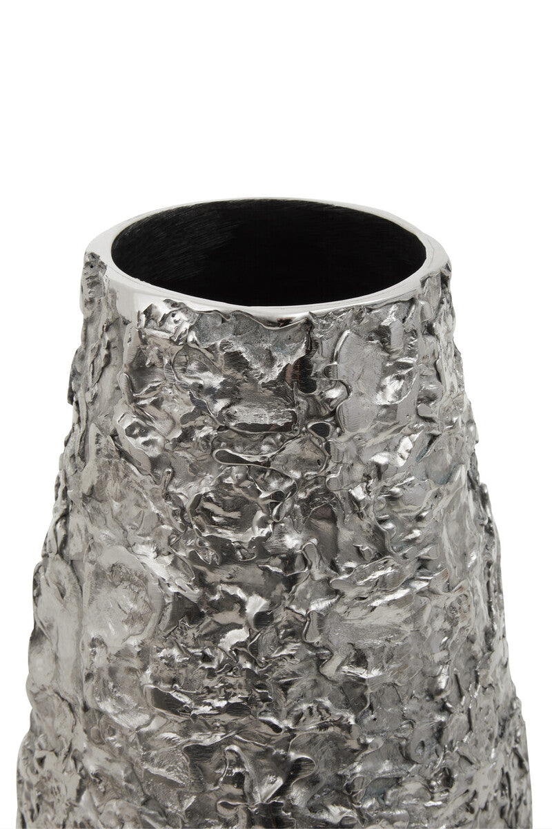 Orsina Akola Small Silver Textured Metal Vase – Modern Home Decor