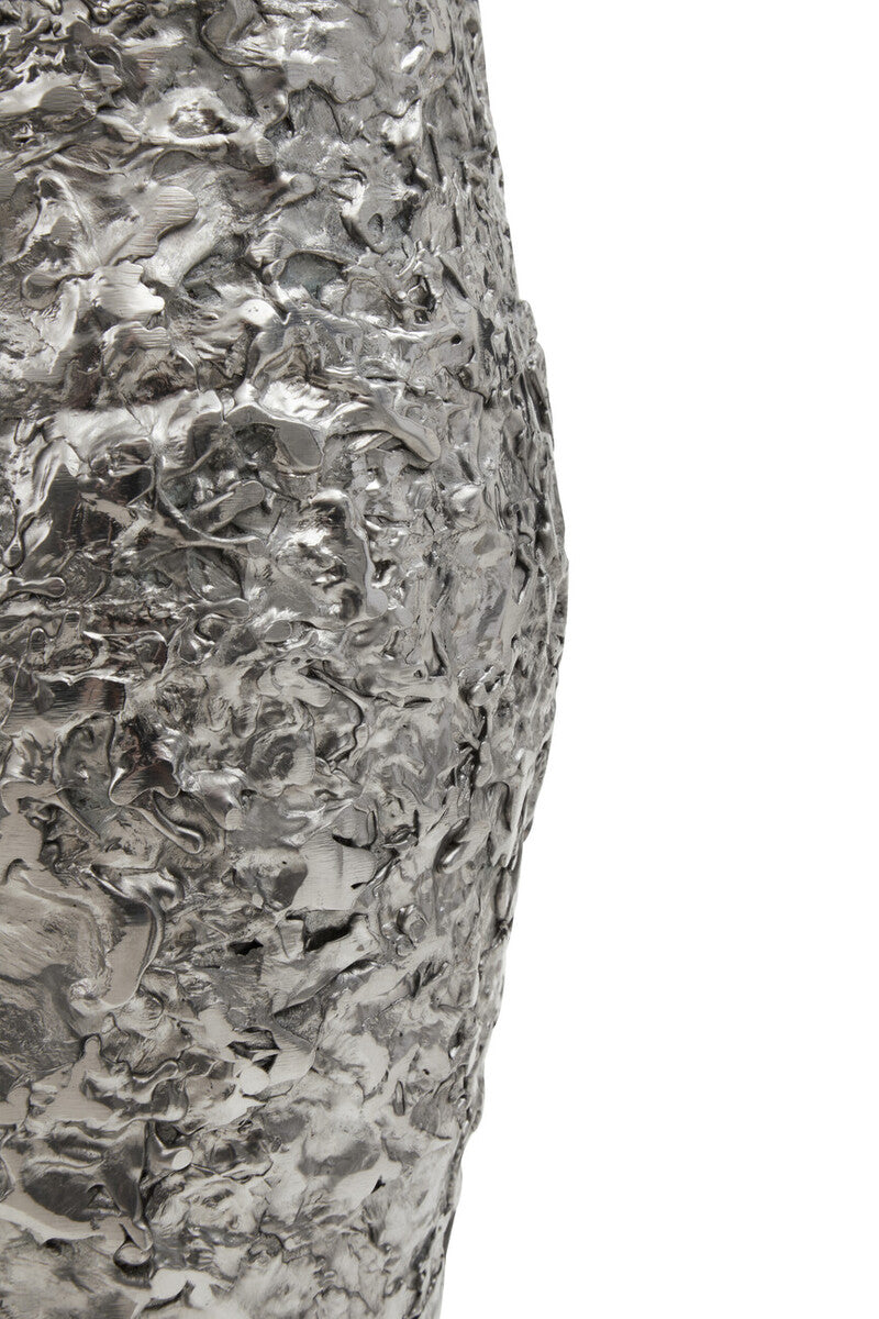 Orsina Akola Small Silver Textured Metal Vase – Modern Home Decor