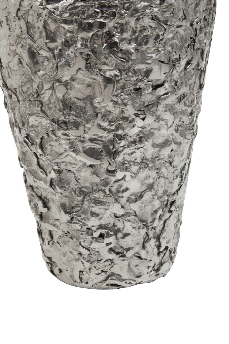 Orsina Akola Small Silver Textured Metal Vase – Modern Home Decor
