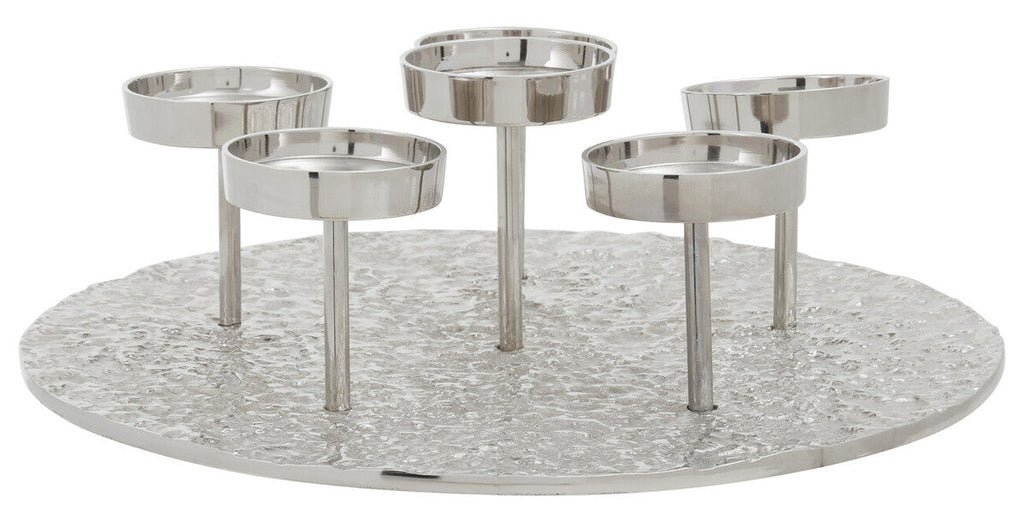 Orsina Akola Silver 6 Pillar Candle Holder – Round Sculptural Centerpiece