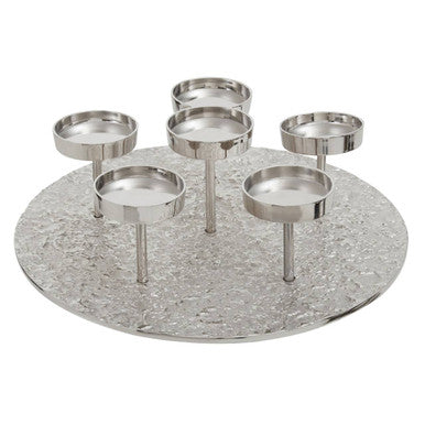 Orsina Akola Silver 6 Pillar Candle Holder – Round Sculptural Centerpiece
