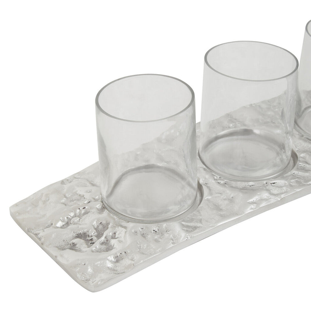 Orsina Akola Silver Curved 4 Tealight Holder | Modern Table Centerpiece