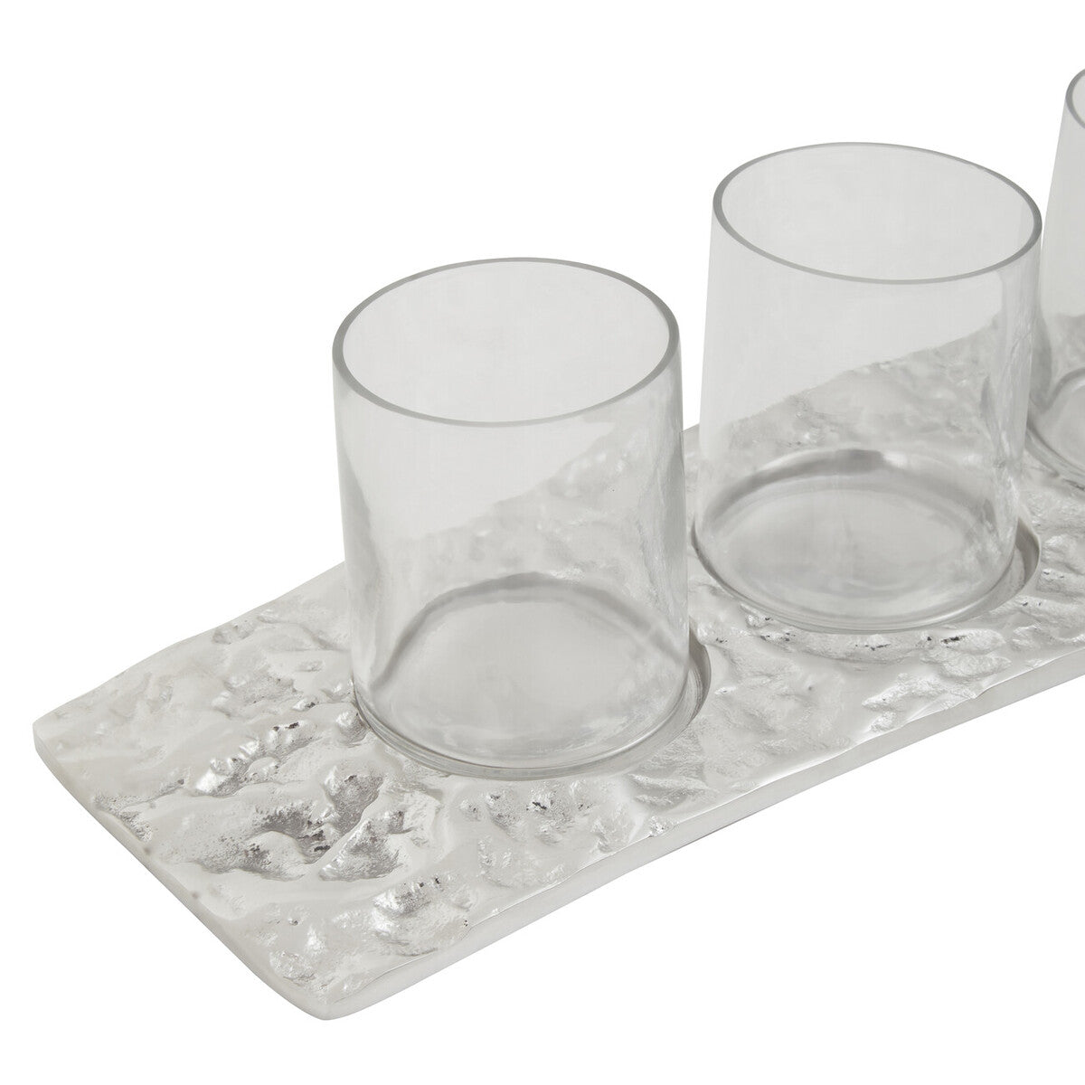Orsina Akola Silver Curved 4 Tealight Holder | Modern Table Centerpiece