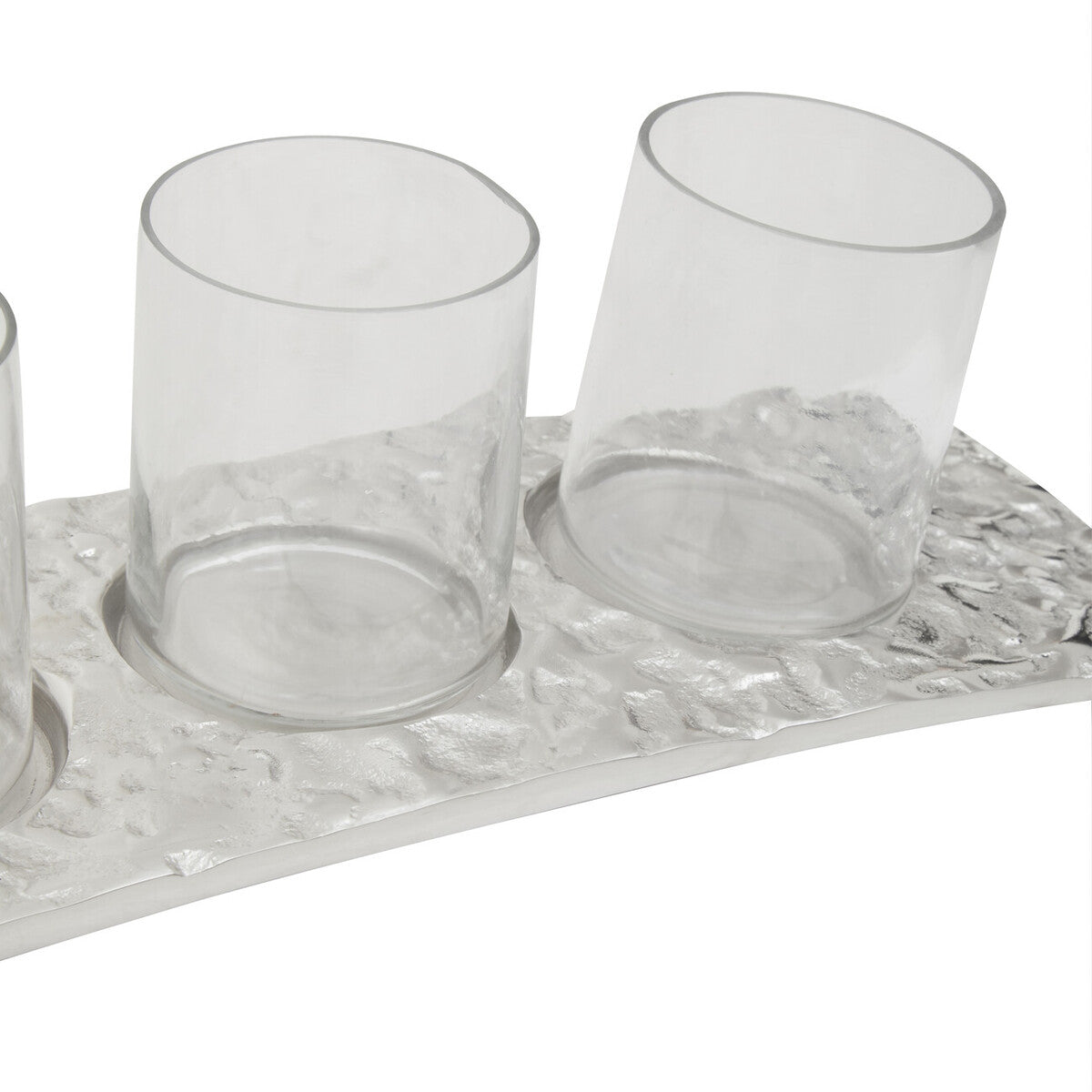 Orsina Akola Silver Curved 4 Tealight Holder | Modern Table Centerpiece