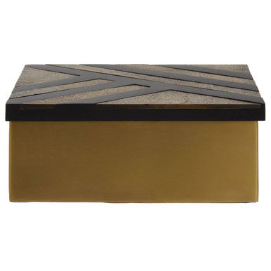 Orsina Aris Large Storage Box – Black and Gold Striped Decorative Box