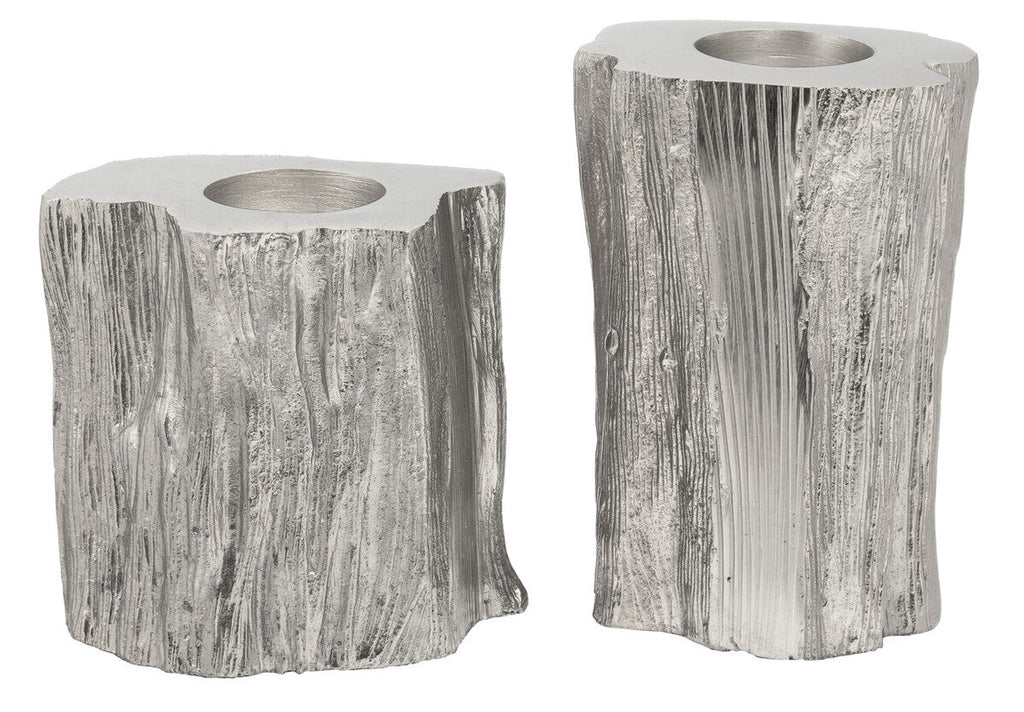 Orsina Akola Silver Tealight Holders – Set of 2 Modern Metal Decor