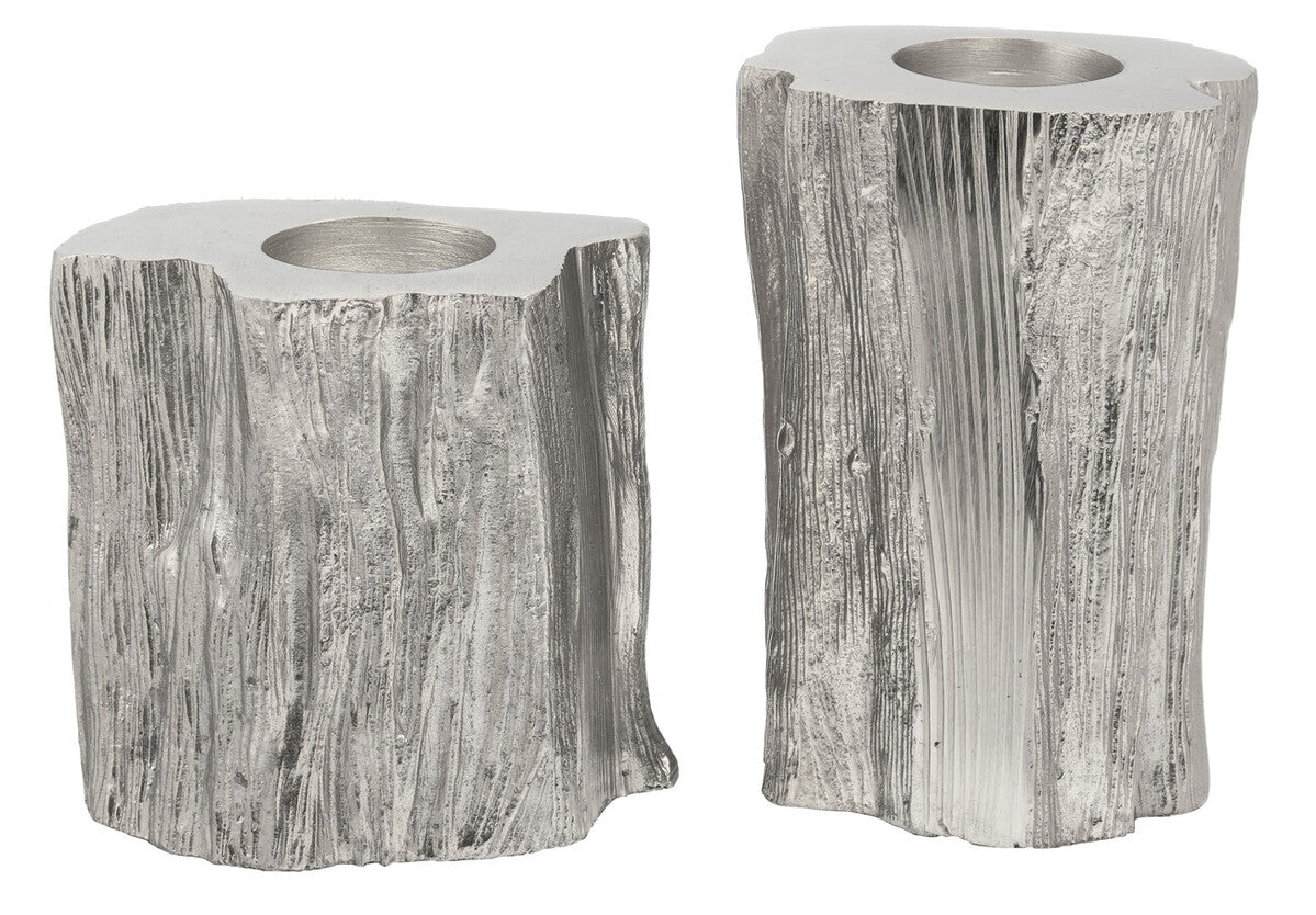 Orsina Akola Silver Tealight Holders – Set of 2 Modern Metal Decor