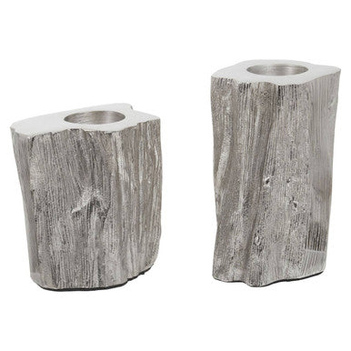 Orsina Akola Silver Tealight Holders – Set of 2 Modern Metal Decor