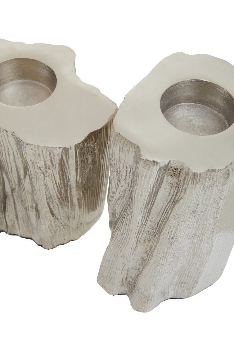 Orsina Akola Silver Tealight Holders – Set of 2 Modern Metal Decor