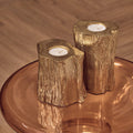 Orsina Akola Gold Tealight Holders – Set of 2 Trunk-Inspired Decor