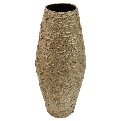 Orsina Akola Large Gold Textured Metal Vase | Modern Home Decor