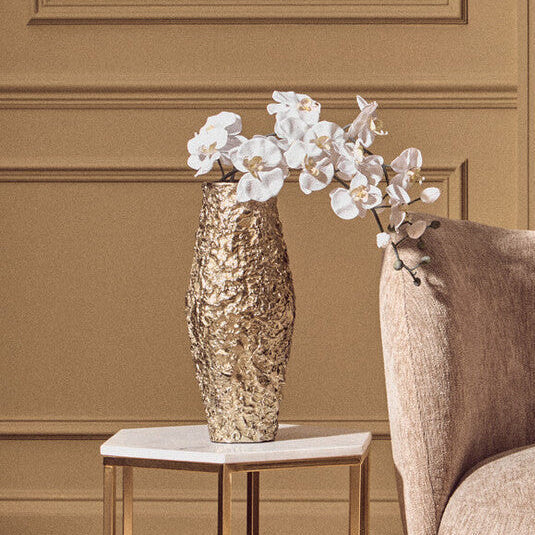 Orsina Akola Gold Textured Metal Vase – Small Modern Tabletop Decor
