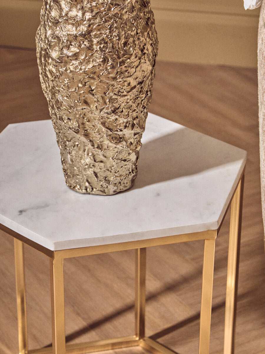 Orsina Akola Gold Textured Metal Vase – Small Modern Tabletop Decor