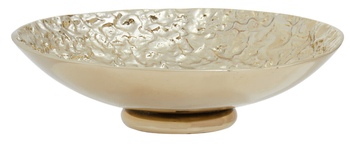 Orsina Akola Gold Decorative Bowl – Hammered Metal Round Centerpiece