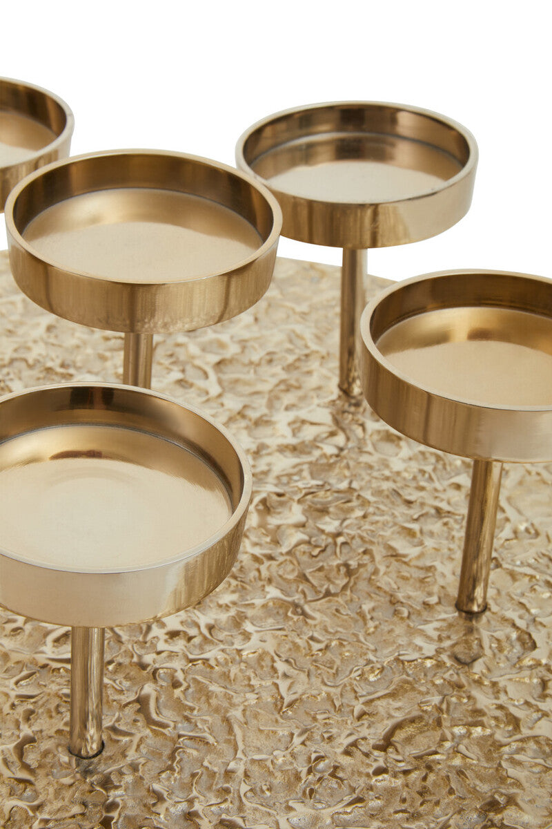 Orsina Akola Gold Round 6-Pillar Candle Holder – Large Table Centerpiece
