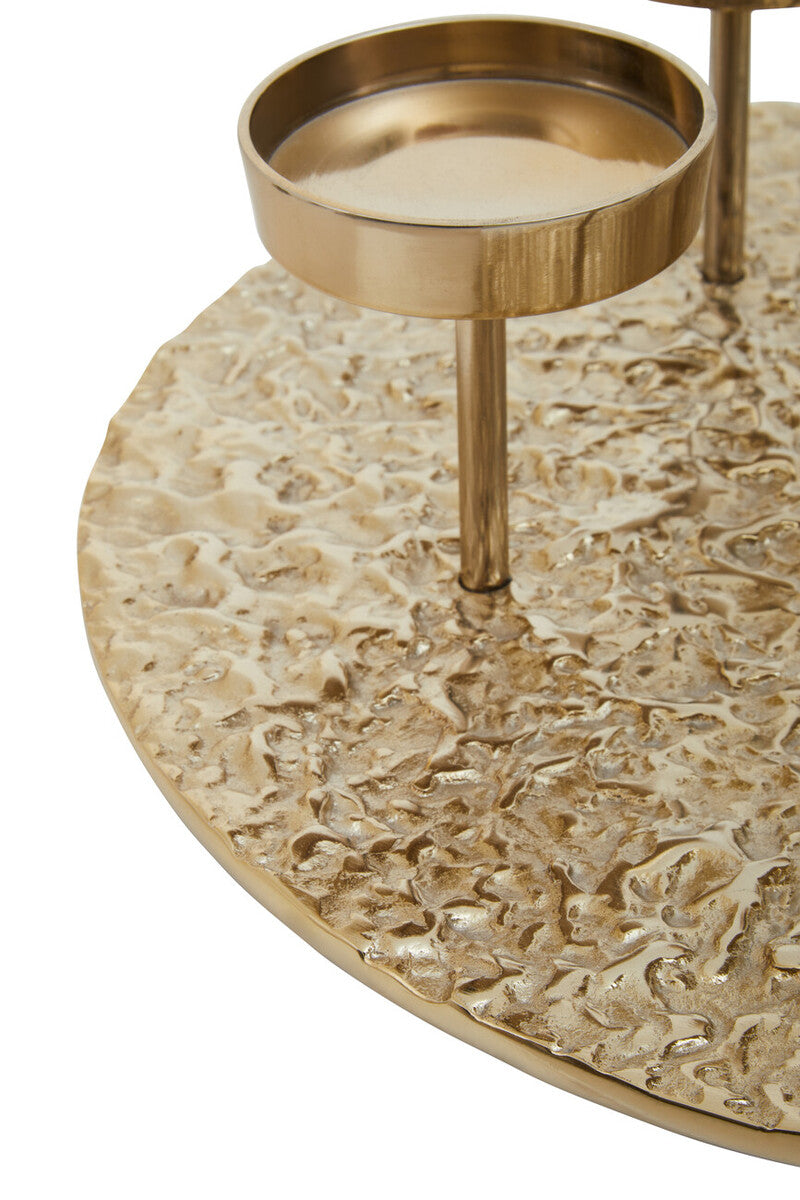 Orsina Akola Gold Round 6-Pillar Candle Holder – Large Table Centerpiece