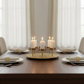 Orsina Akola Gold Round 6-Pillar Candle Holder – Large Table Centerpiece