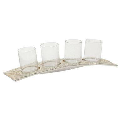 Orsina Akola Antique Gold and Glass 4-Cup Tealight Holder Centerpiece